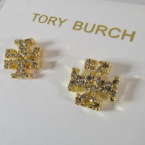 Tory Burch Kira Pav'e Stud Earrings Gold